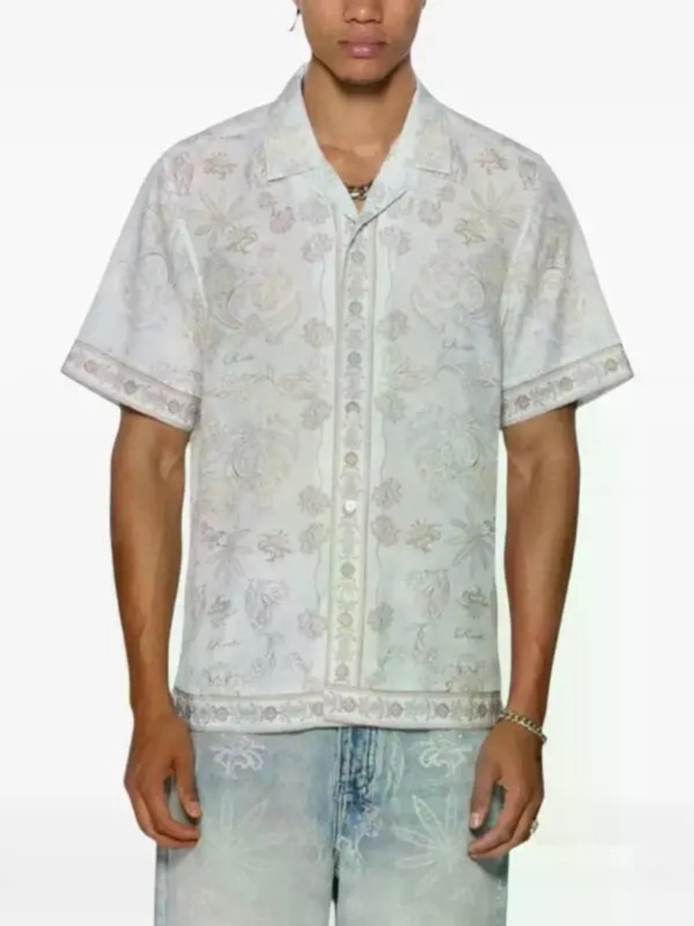 KSUBI eternity ekcess pale blue men's short sleeve camp shirt / size M - Picture 2 of 7
